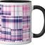 Taza cerámica Preppy Madras con patchwork rosa, azul marino y blanco