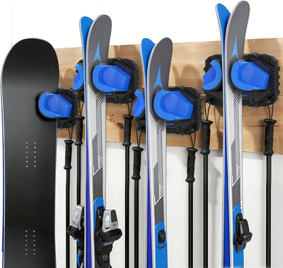 Soporte pared esquí snowboard antideslizante 25lb con ganchos