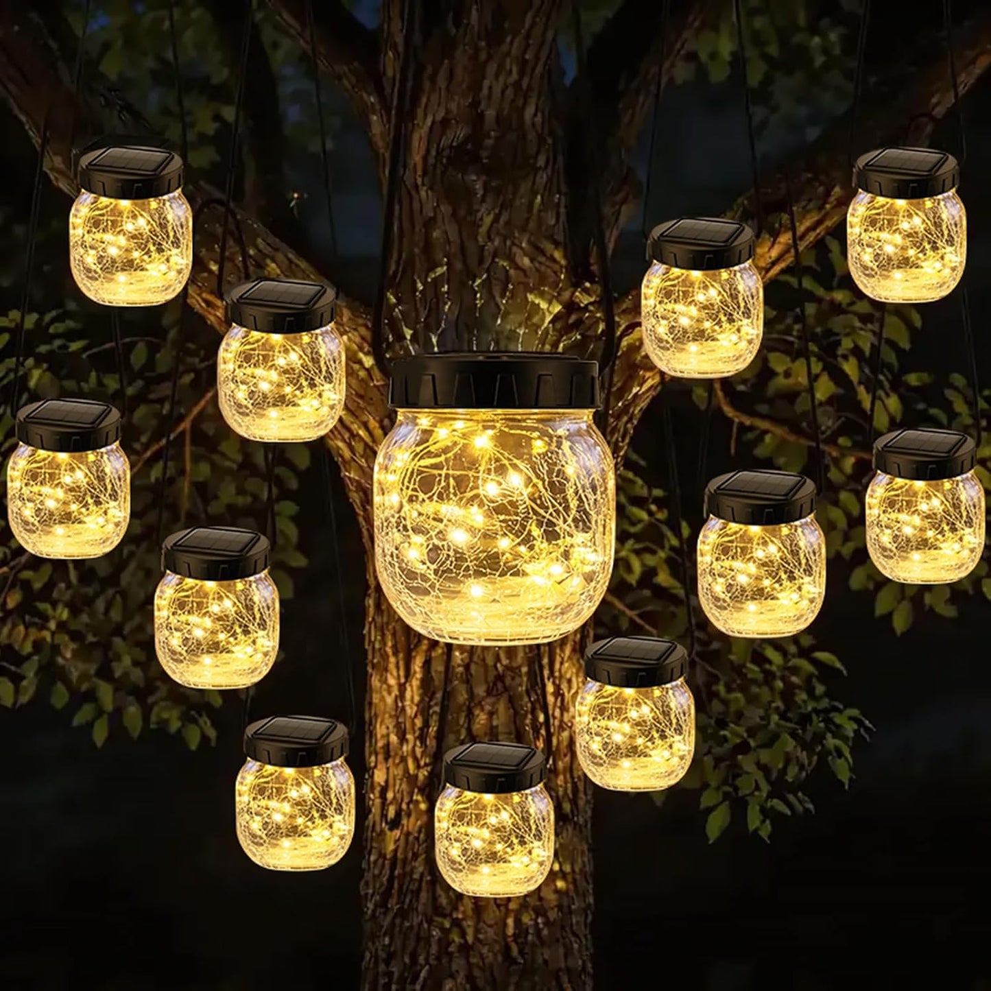 12 Pack Linternas Solares con Luz Térmica para Exterior