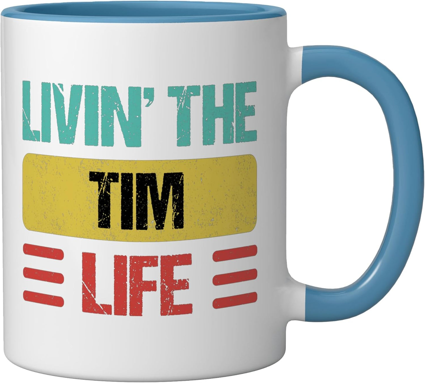Taza de cerámica Tim Name color azul y blanco