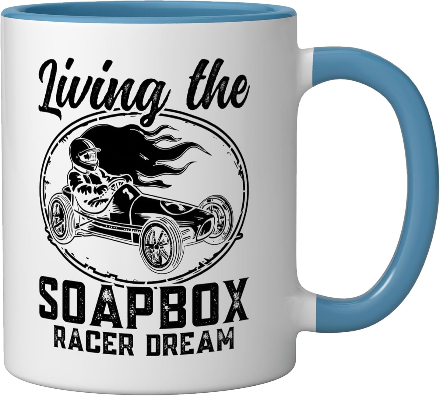 Taza Cerámica Coche Carreras Azul/Blanco