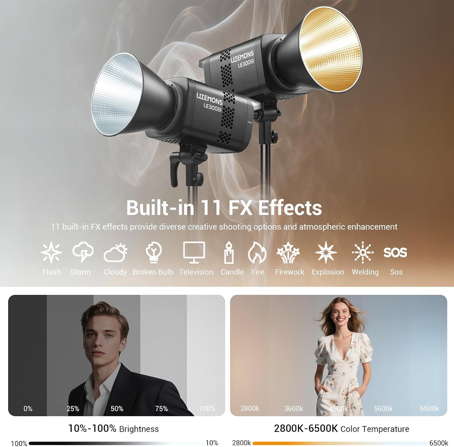 Luz LED bicolor estudio transmisión 2800K-6500K