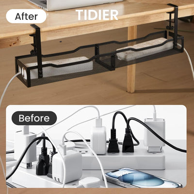 Organizador cables 25pulg metal para escritorio