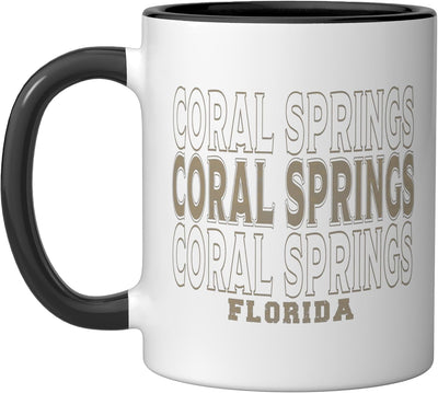 Taza cerámica Vintage Coral Springs Florida negra/blanca