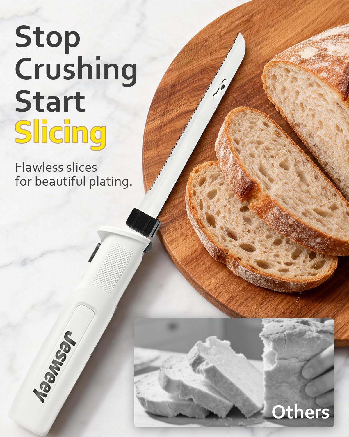 Cuchillo eléctrico inalámbrico para cortar carne, pescado y frutas con bloqueo