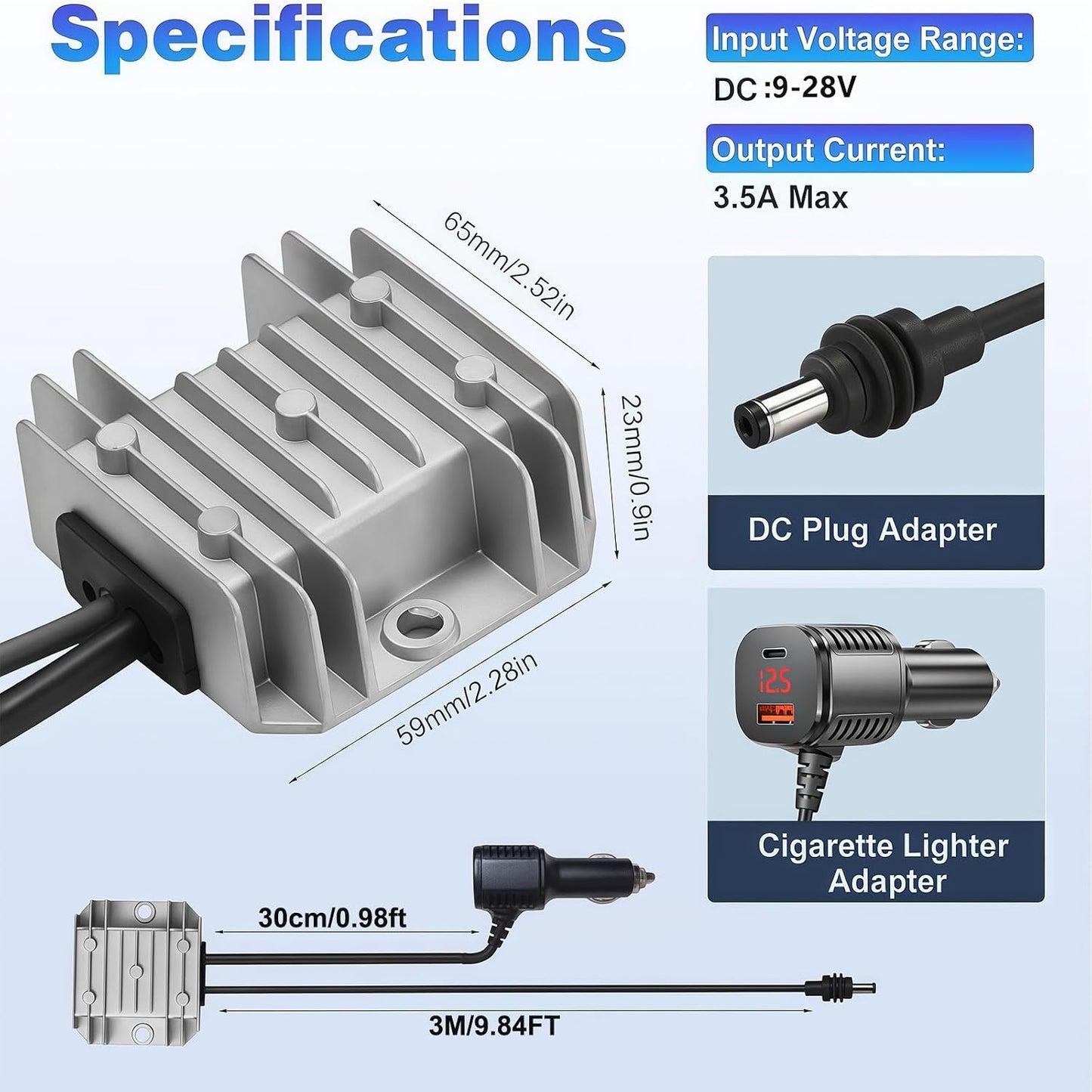 Convertidor Starlink Mini 12/24V a 30V 3.5A cable 3en1 impermeable