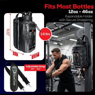 Bolsa magnética gimnasio soporte botella 32oz toallas secado