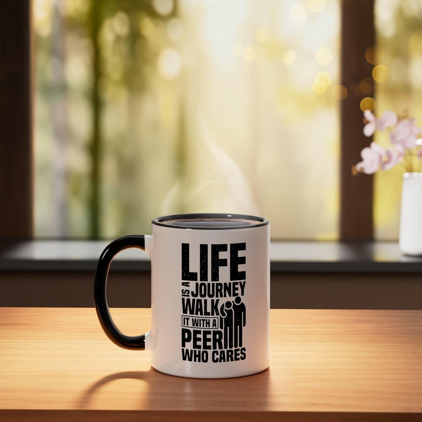 Taza cerámica para especialista en apoyo entre pares negra/blanca