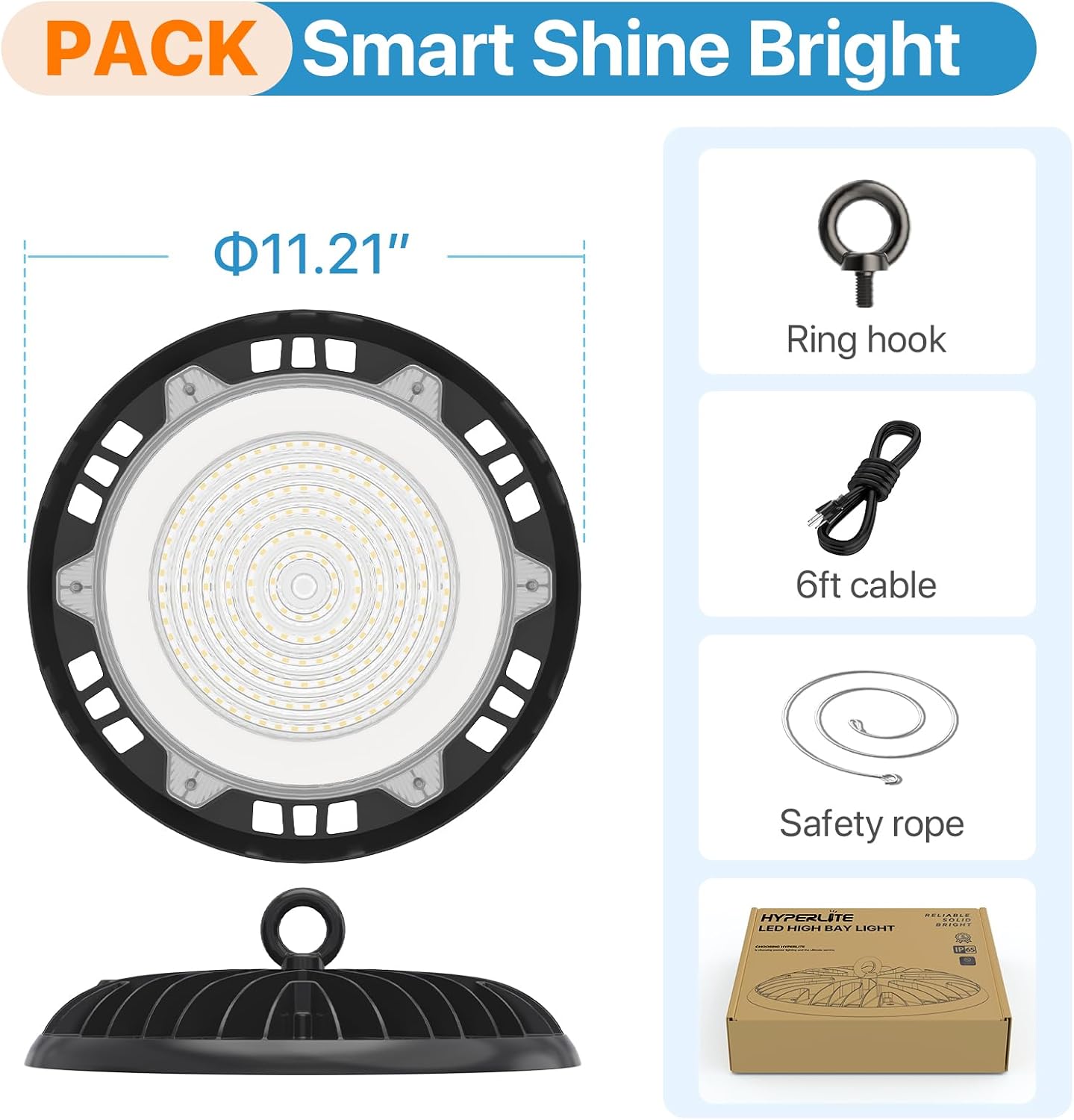 Luz LED Hi Bay 150W 2 Pzas para Talleres Damp