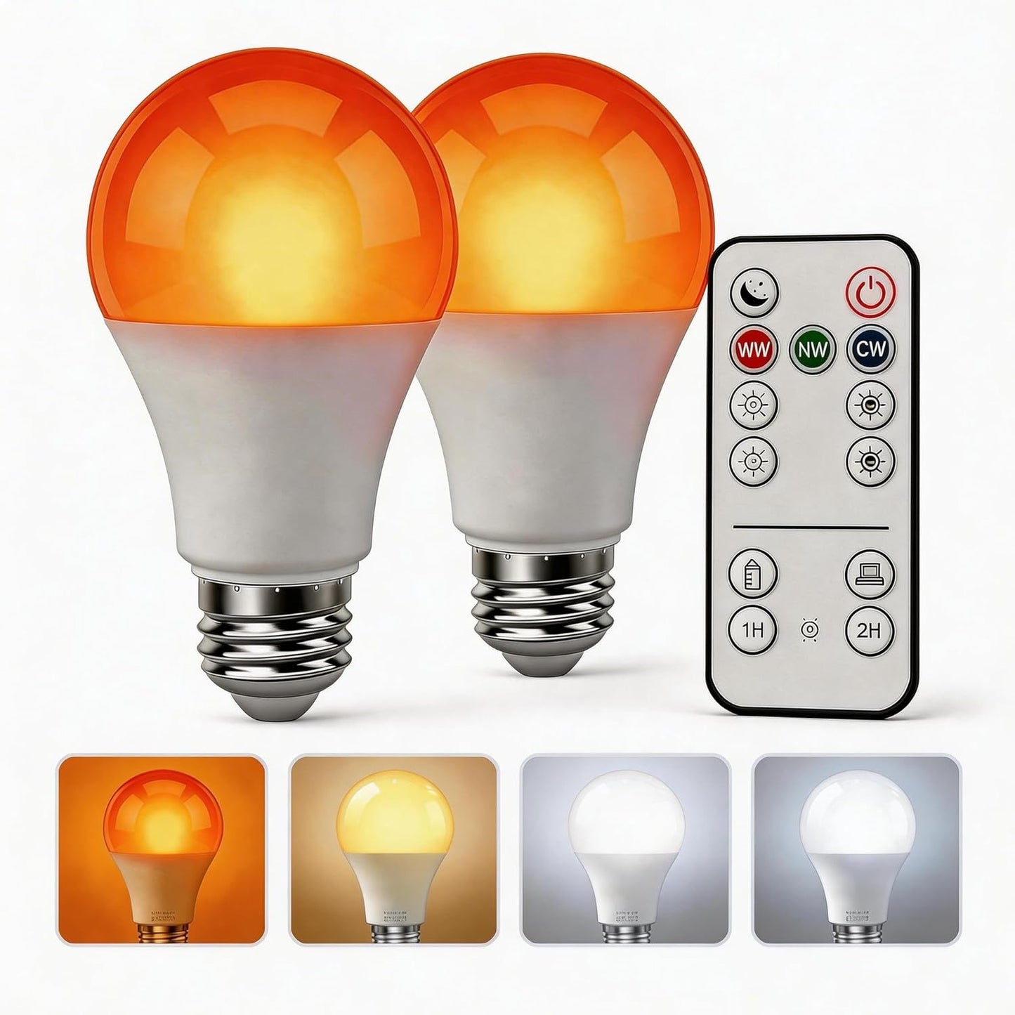 Bombillas ámbar con control remoto E26 regulable 1800K-6500K