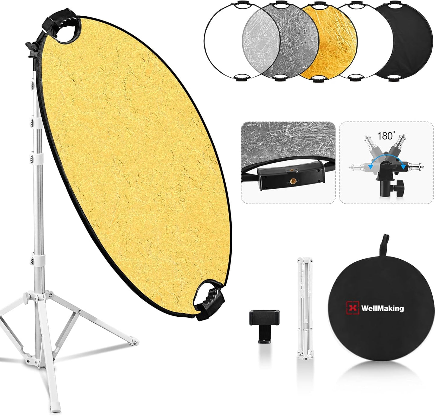 Reflector 32pulg 5en1 plegable soporte estudio iluminación