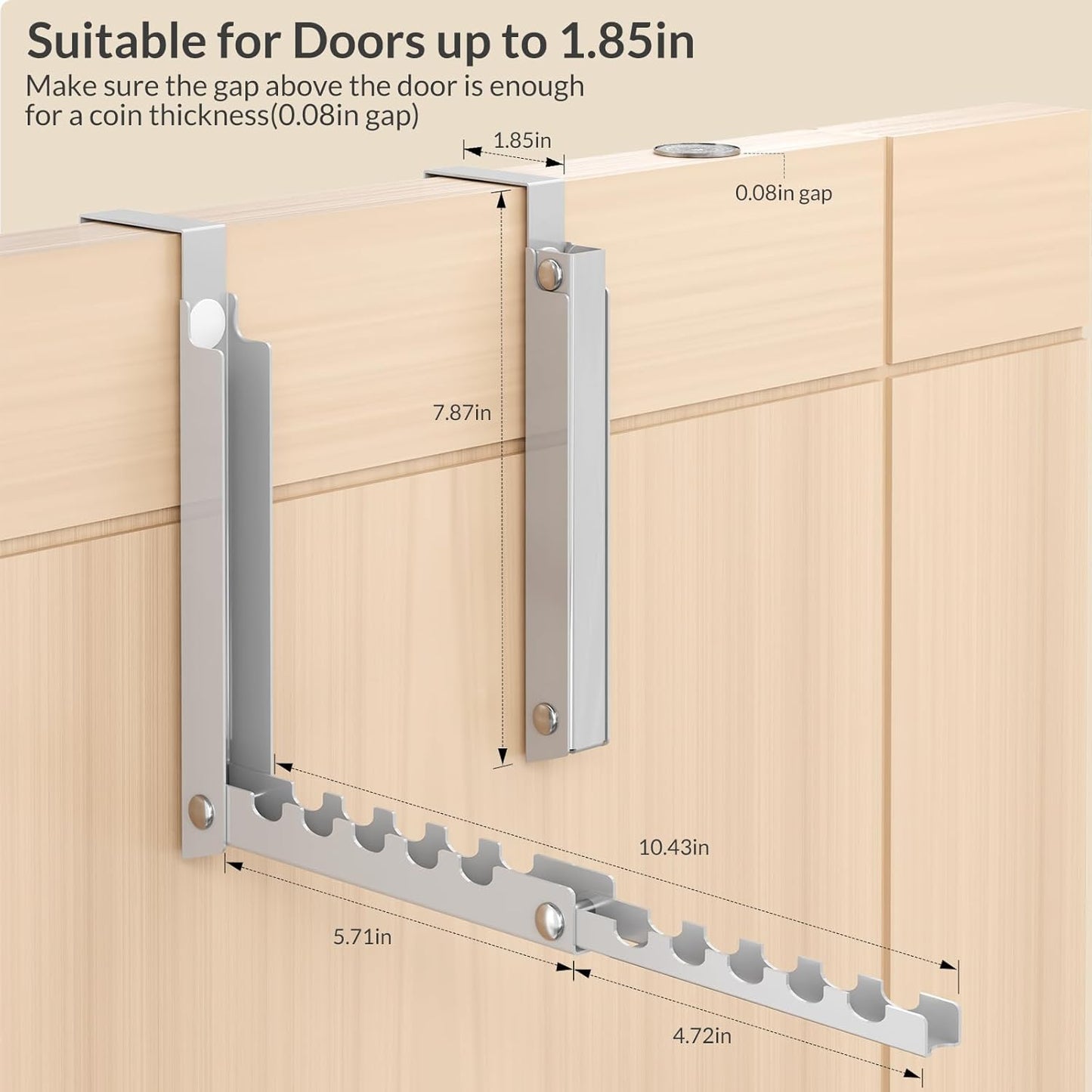Gancho plegable puerta con 10 crestas estante secado gris