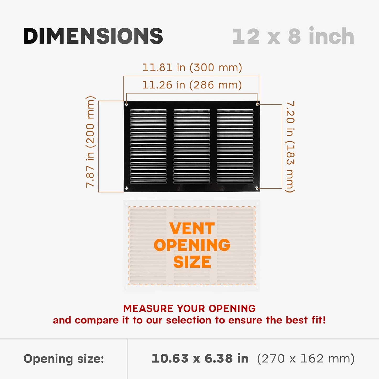 Cubierta ventilación acero galvanizado negro 12x8pulg