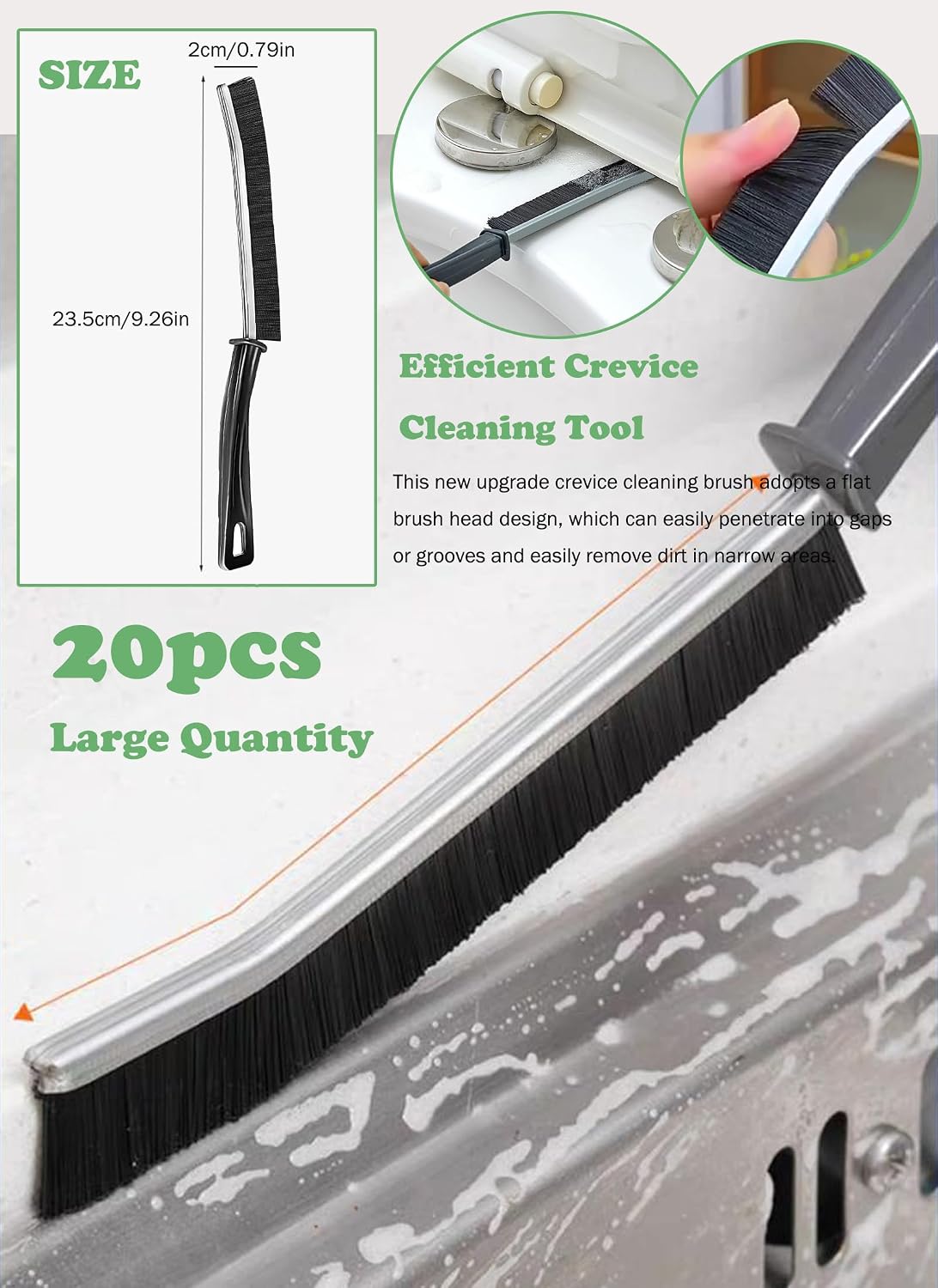 20 Cepillos de hendiduras cerdas duras para hogar cocina baño