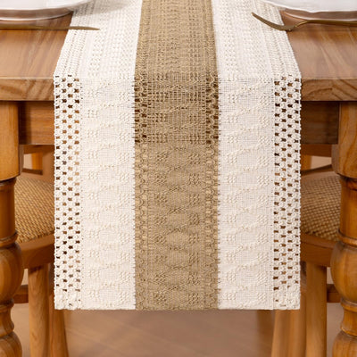 Table runner boho macramé de algodón lino para cocina y comedor