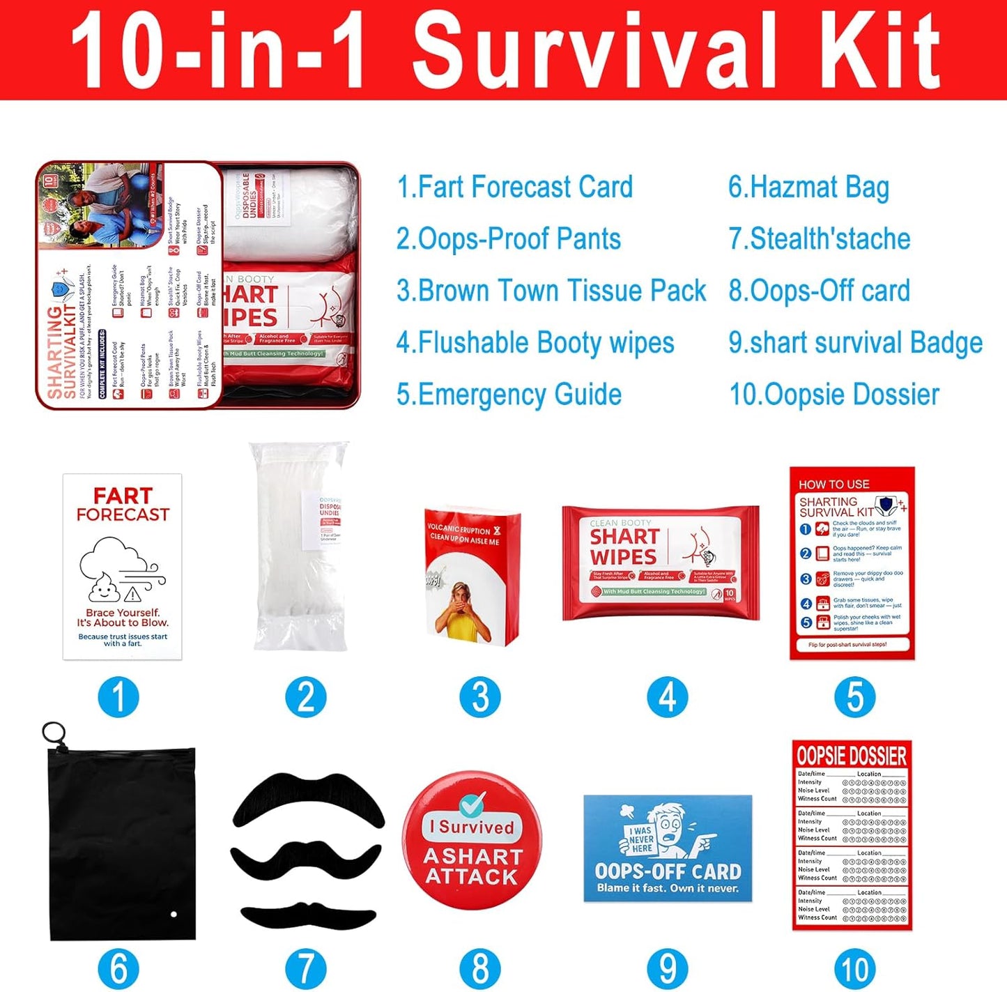 Kit supervivencia Shart regalo con toallitas y pañuelos
