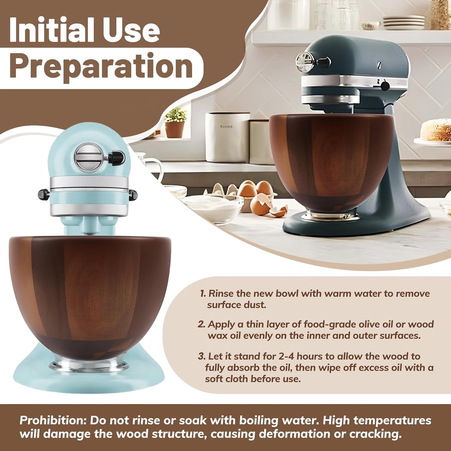 Tazón madera comp KitchenAid 4.5-5qt con base acero
