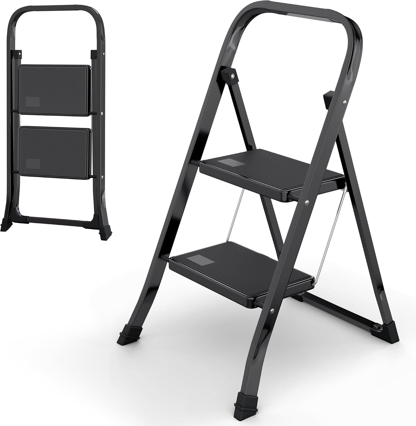 Escalera plegable 2 peldaños acero antideslizante