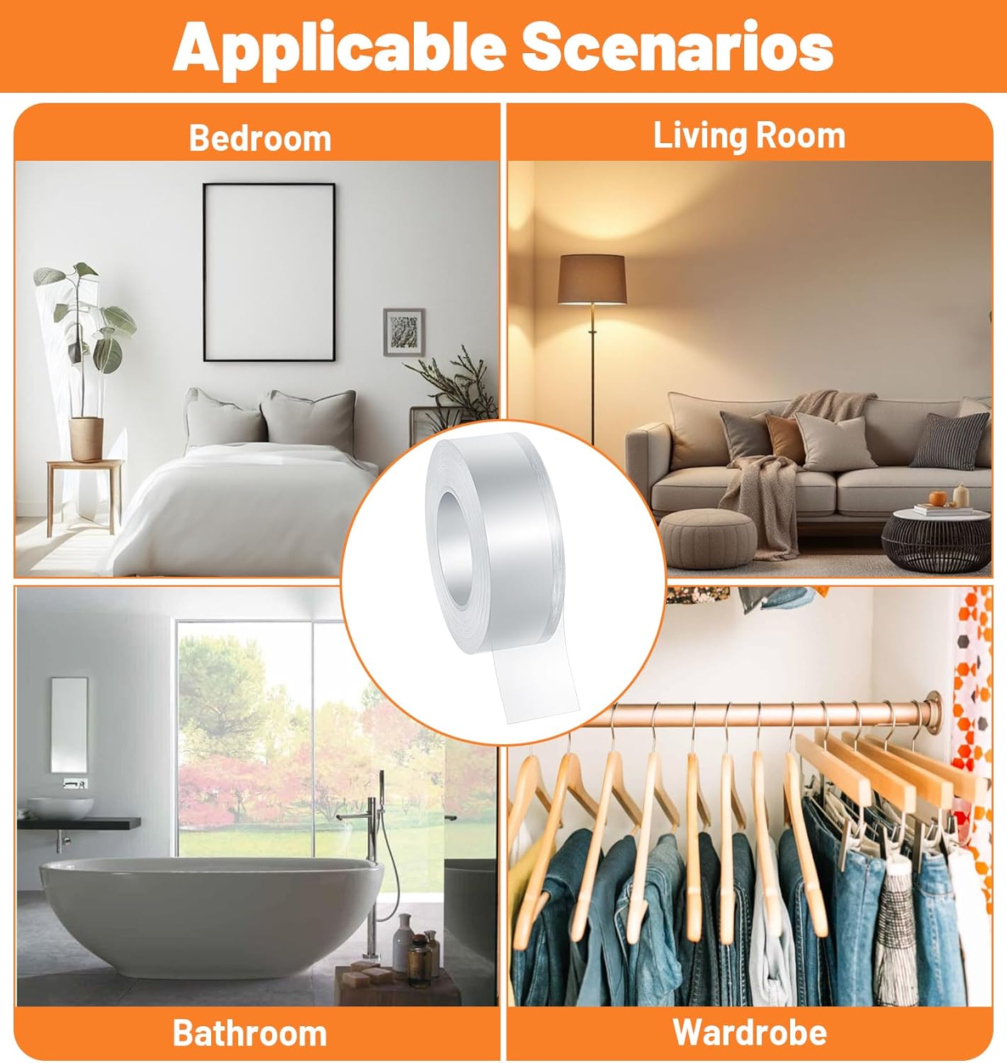 Cinta para varilla de cortinas transparente suave para instalación