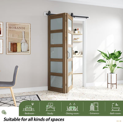 Puerta corredera vidrio esmerilado marrón 48x84 doble