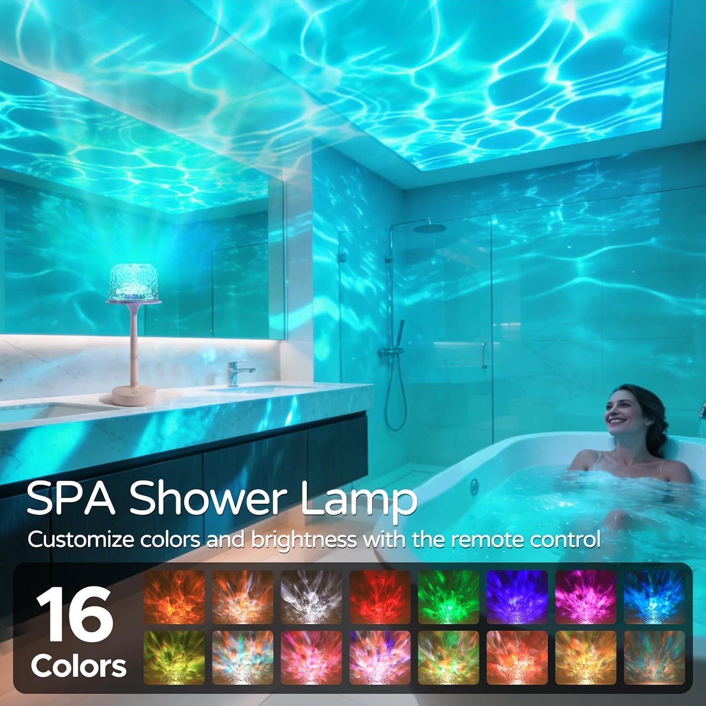 Lámpara ducha inalámbrica proyector 16colores con control