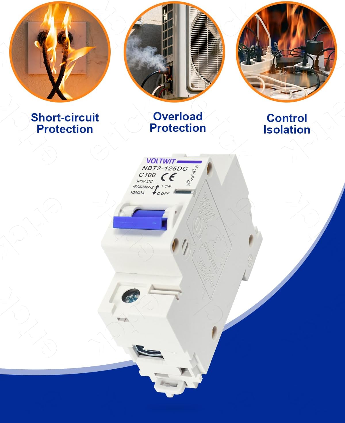 Disyuntor CC 100A 300V para sistemas solares