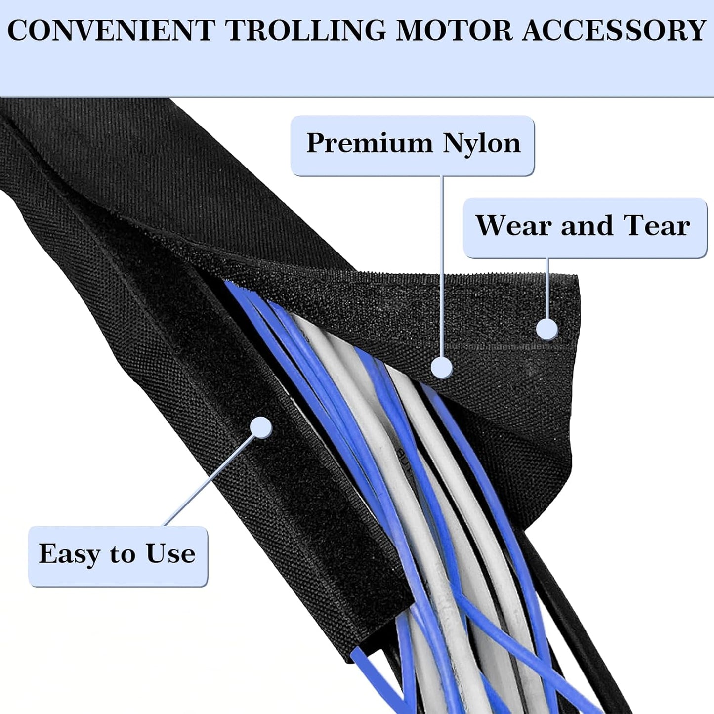 Funda cable motor arrastre 60pulg neopreno negro organizador