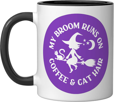 Taza Cerámica con Cerdos y Cabello de Gato Negro/Blanco