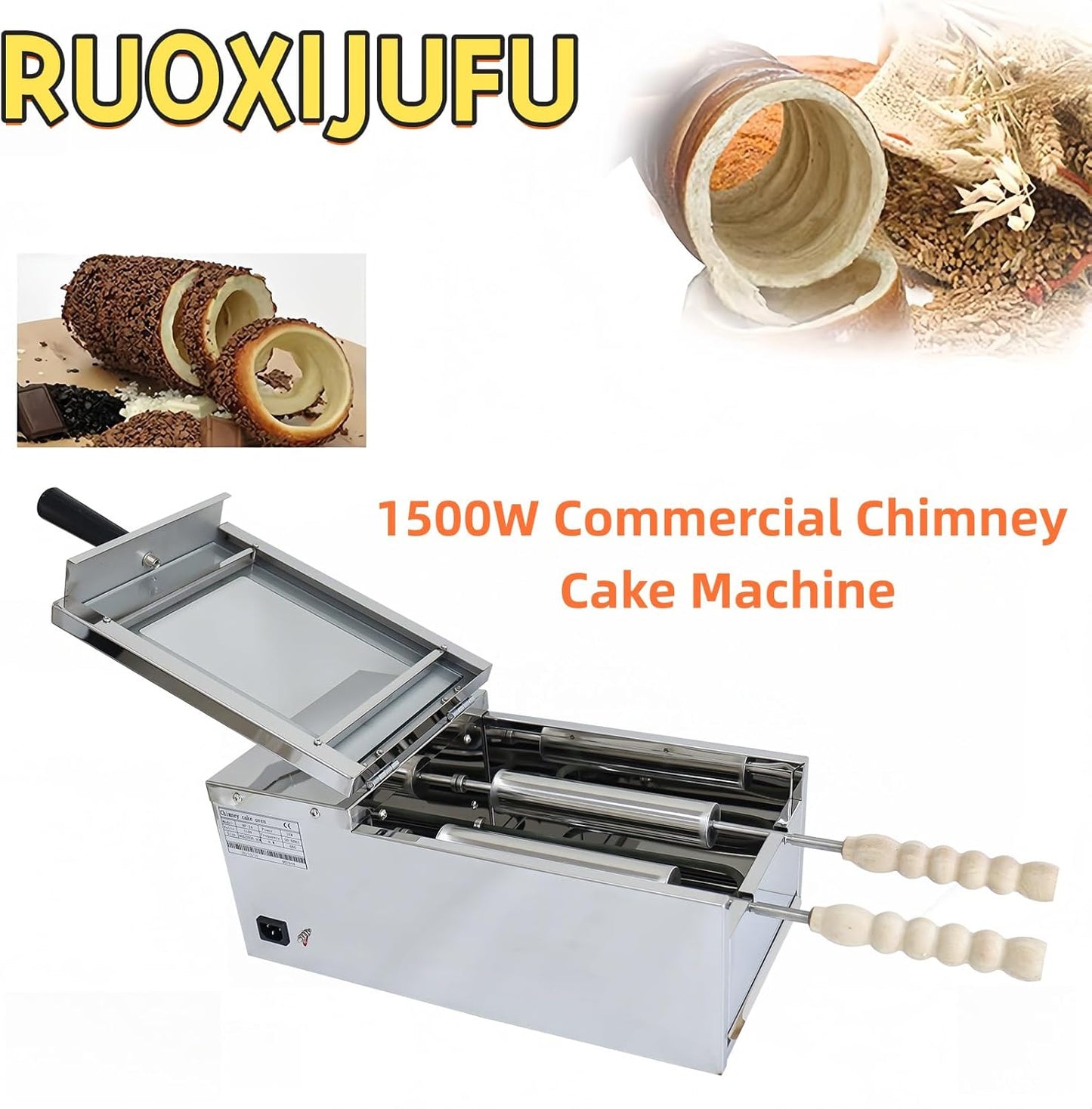Máquina pasteles chimenea 2 conos temp ajustable 122-572°F
