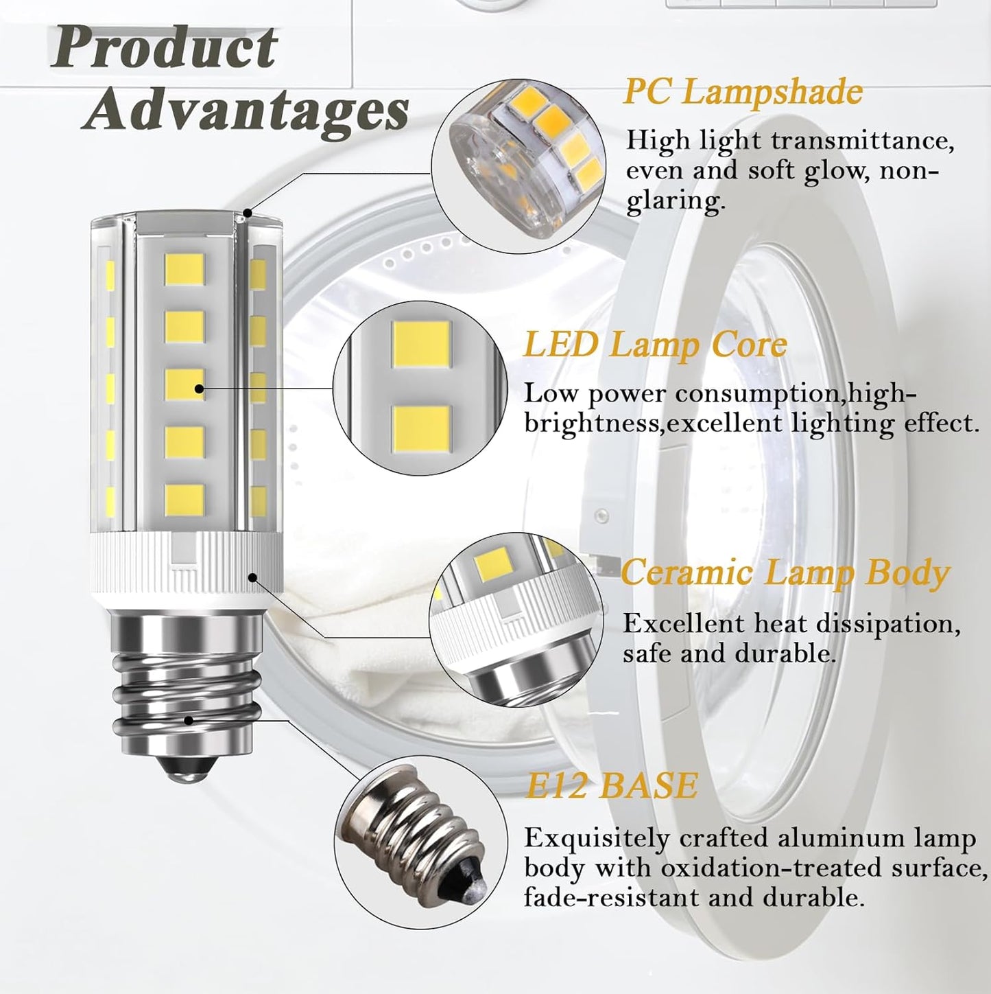 Bombilla LED E12 5W 6000K blanco para secadora