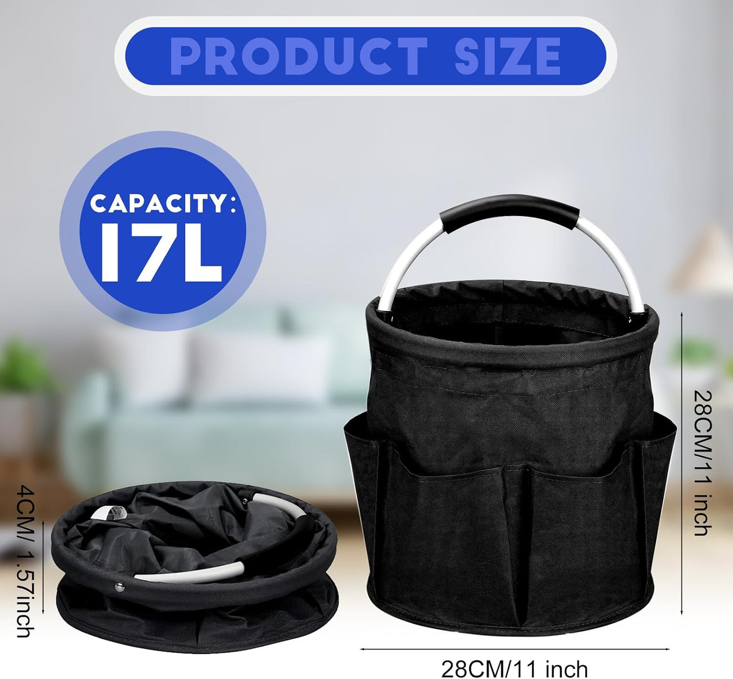 Carrito limpieza 17L con asa plegable negro