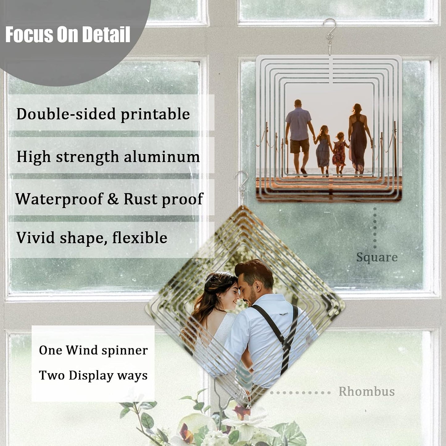 4 Hilanderos Viento 8pulg Metal Aluminio 3D para Patio