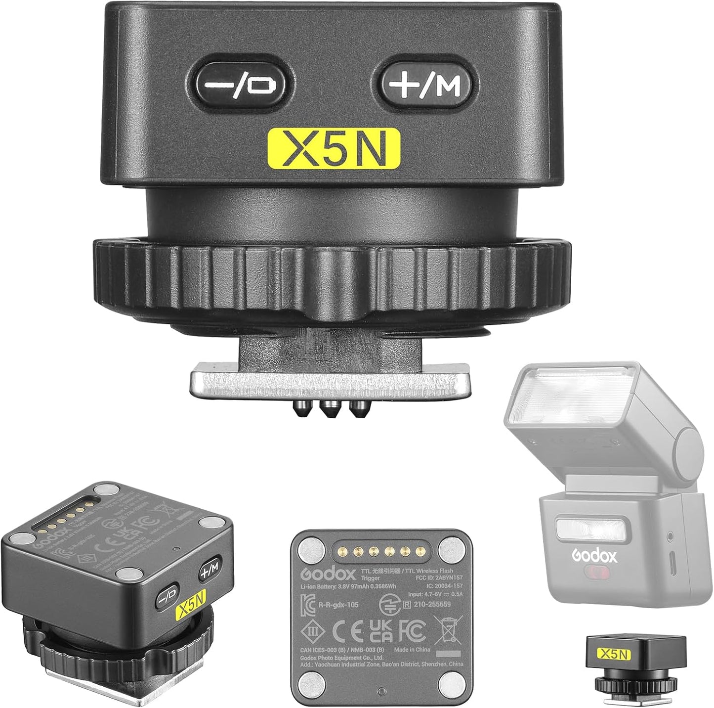 Disparador flash X5N TTL zapata magnética 2en1
