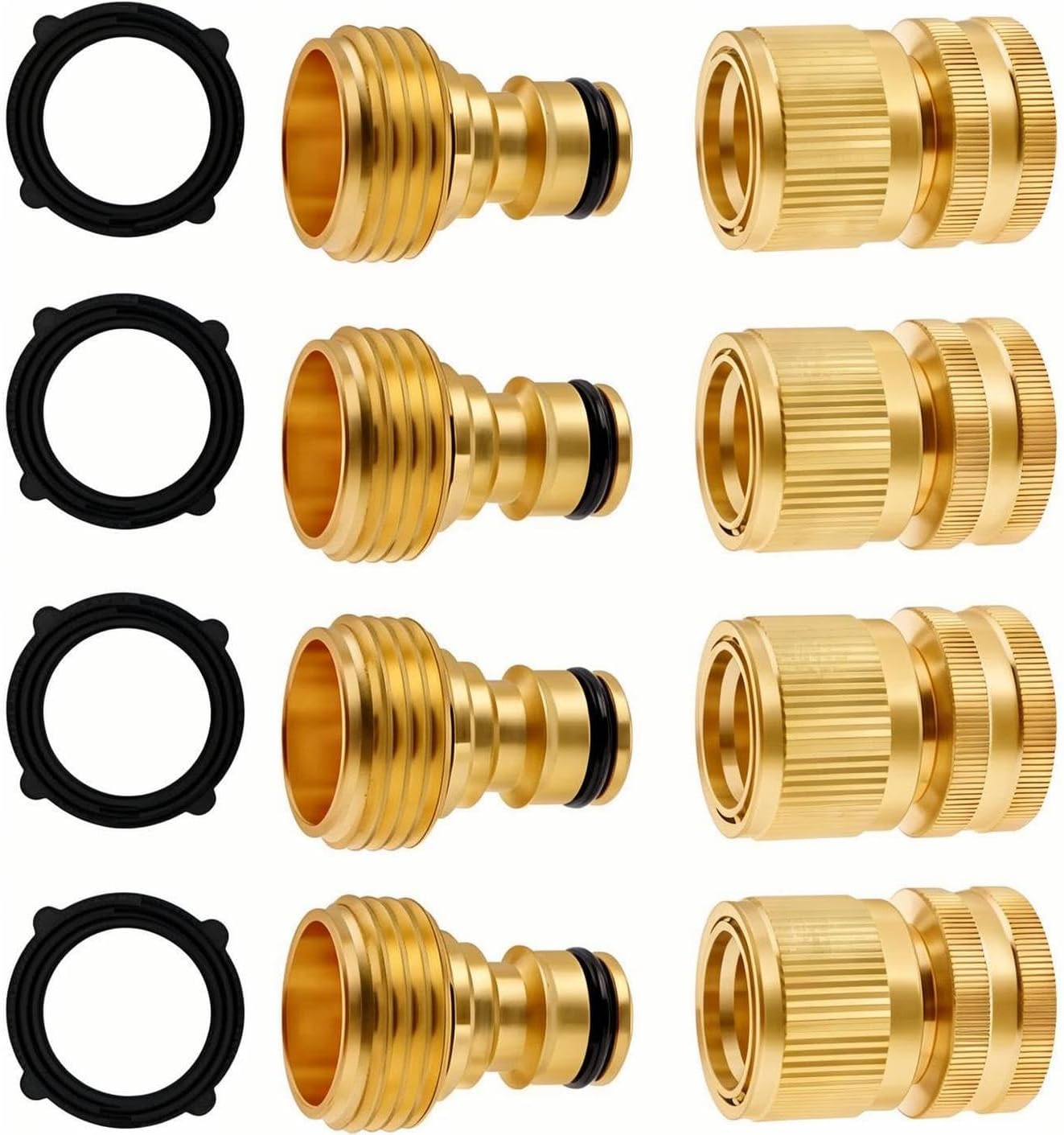 Conector rápido manguera jardín 3/4pulg 4 juegos latón macizo