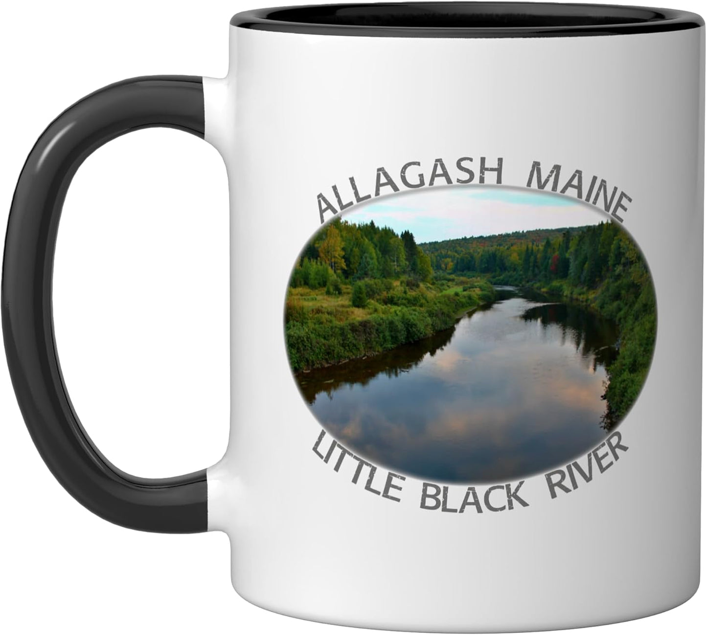 Taza cerámica souvenir río Little Black River Maine Allagash