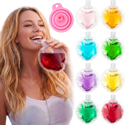 10 Frascos Plástico 3oz Rosa con Embudo para Jugo y Regalos