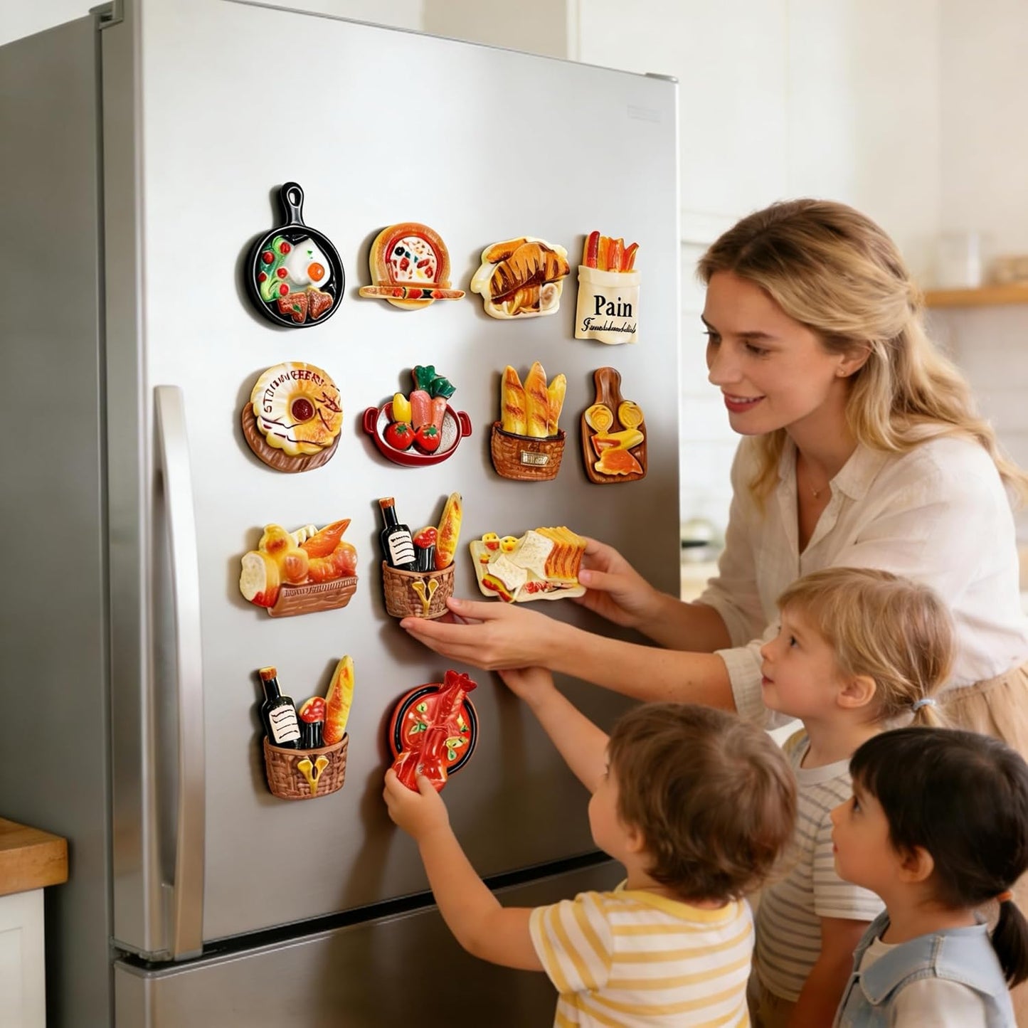 Imanes de nevera con diseño de alimentos 12 piezas acero inoxidable