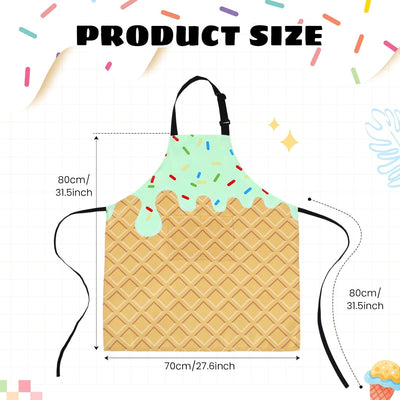 Delantal de helado para mujer con cuello ajustable y bolsillos unisex