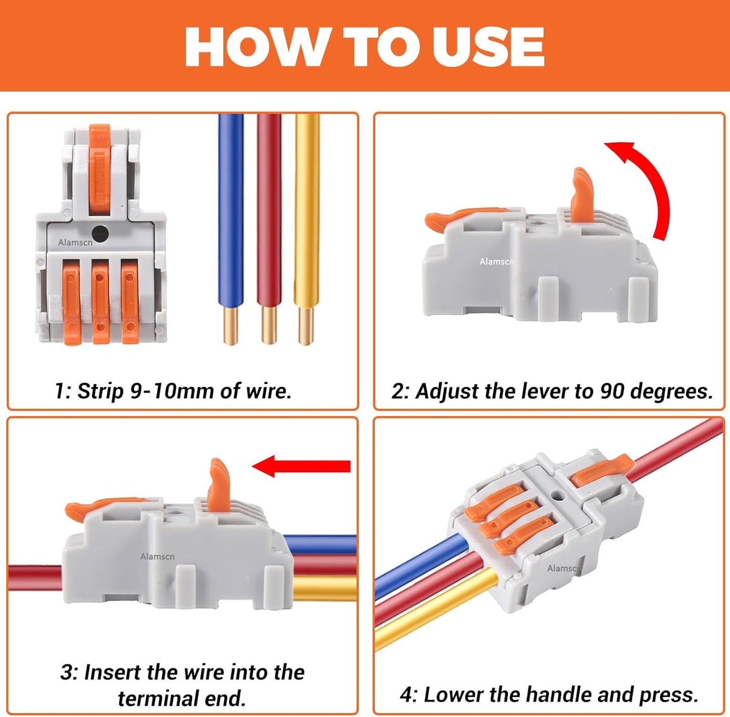 Kit conectores cable palanca empalme rápido AWG 24-12