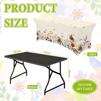 Mantel elástico de elastano 6ft floral vintage para fiestas