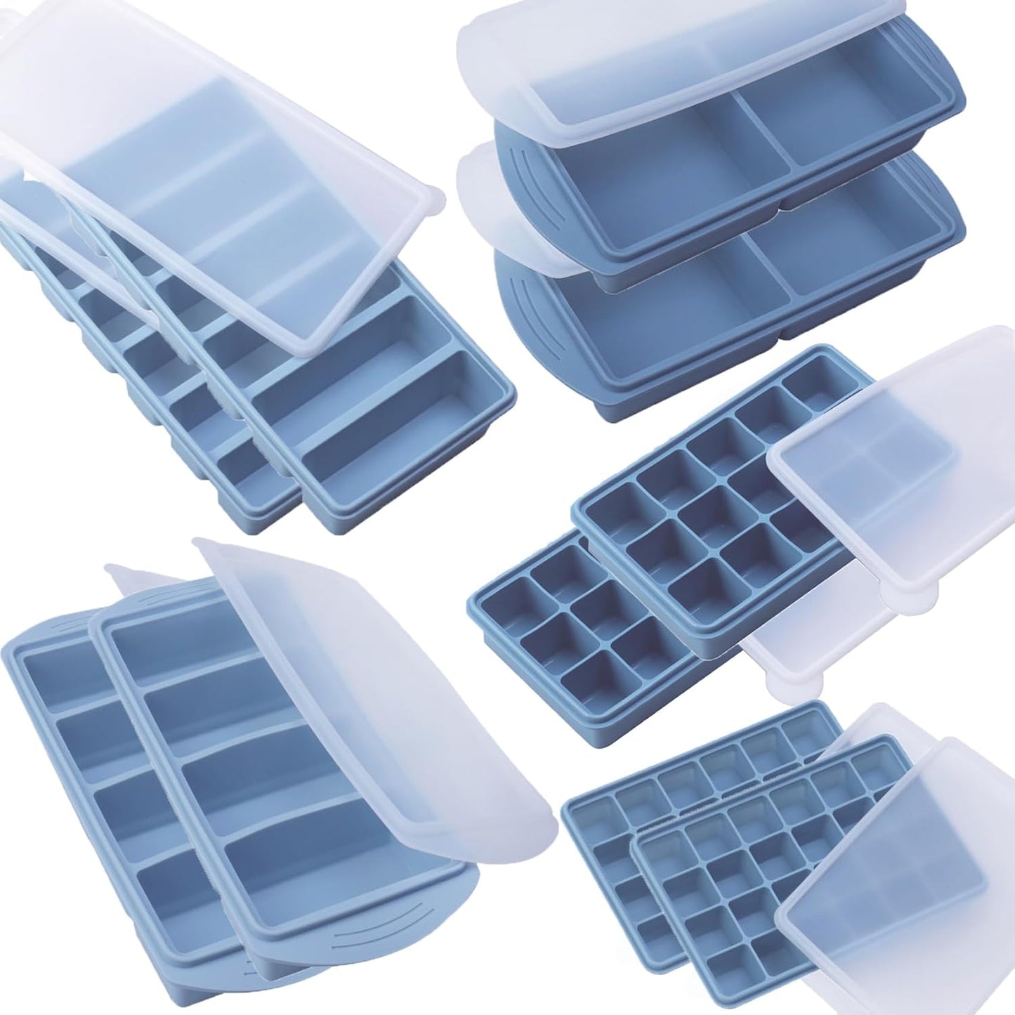 Set moldes silicona congelador 1/2, 1 y 2 tazas con tapas