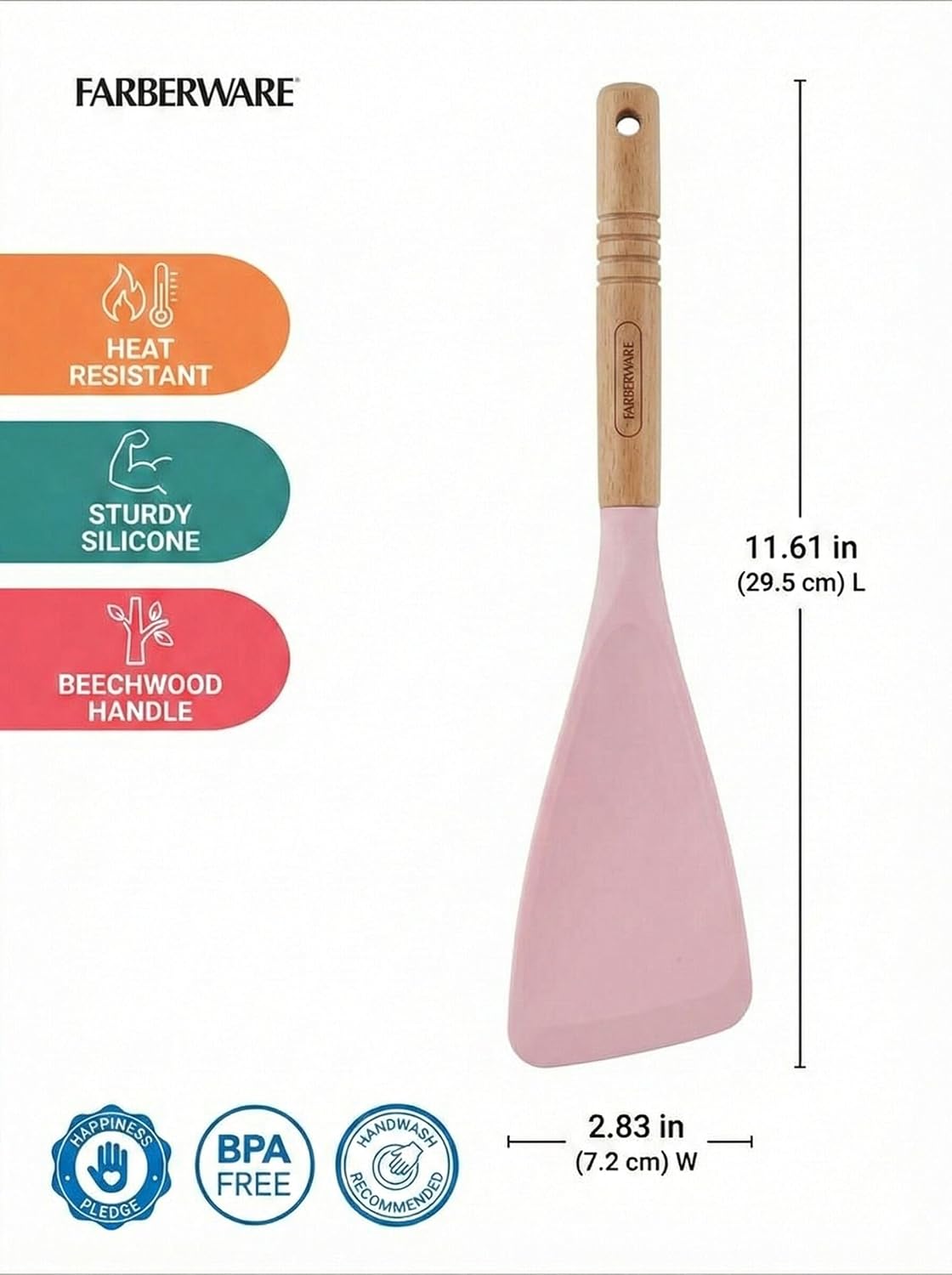 Cuchara de madera de haya y silicona Farberware resistente al calor 11.5 pulgadas