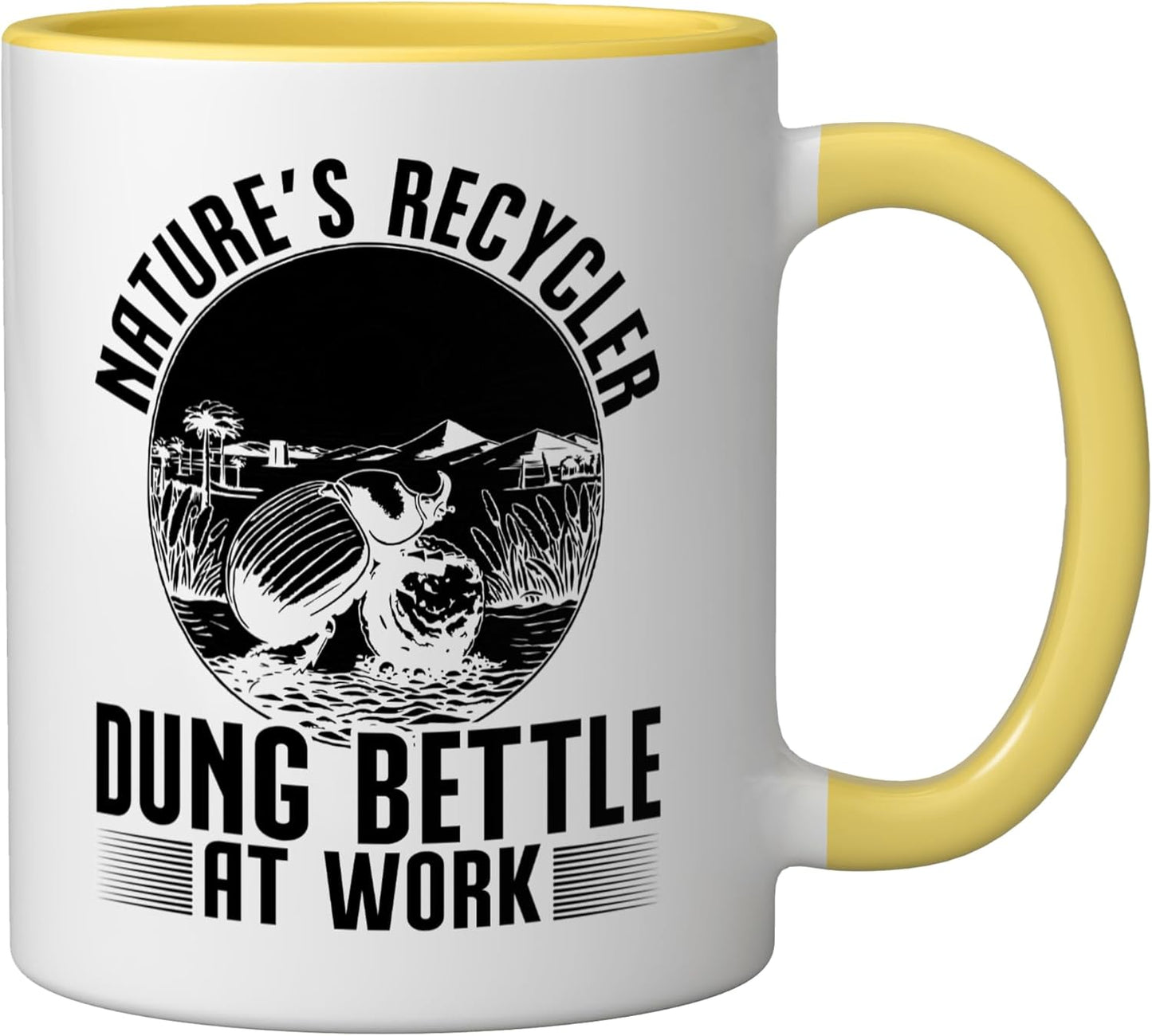 Taza Cerámica Amante de Insectos Amarillo/Blanco