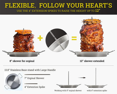 Tacos Al Pastor Kit Brochetas 7pulg Acero Inox