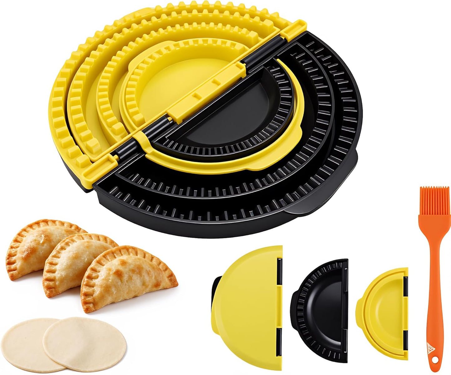 Juego sellador de tortillas 3 en 1 con cepillo de aceite y crimpadora ajustable