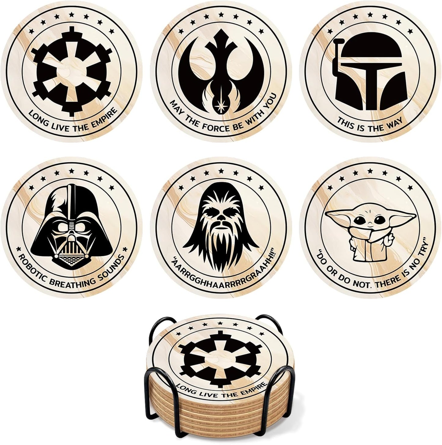 6 posavasos de corcho Wars para bebidas, decoración de cocina y bar