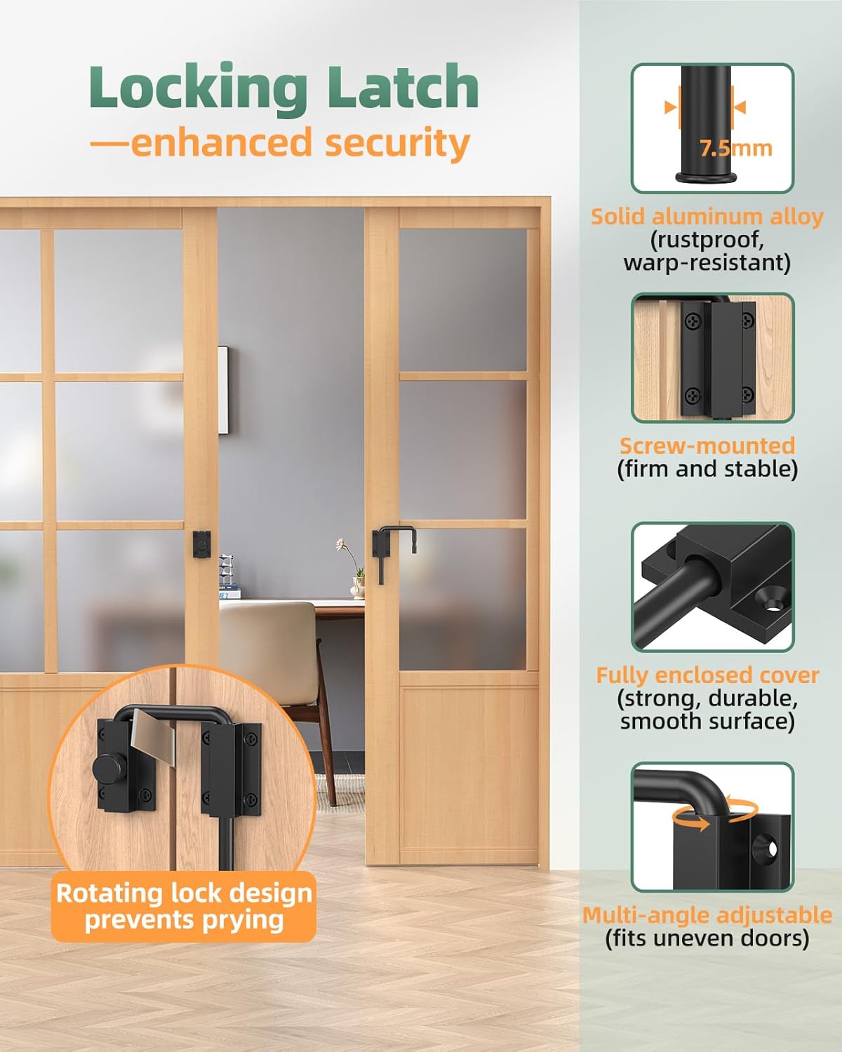 Cerradura puerta corredera aluminio antiabertura negro