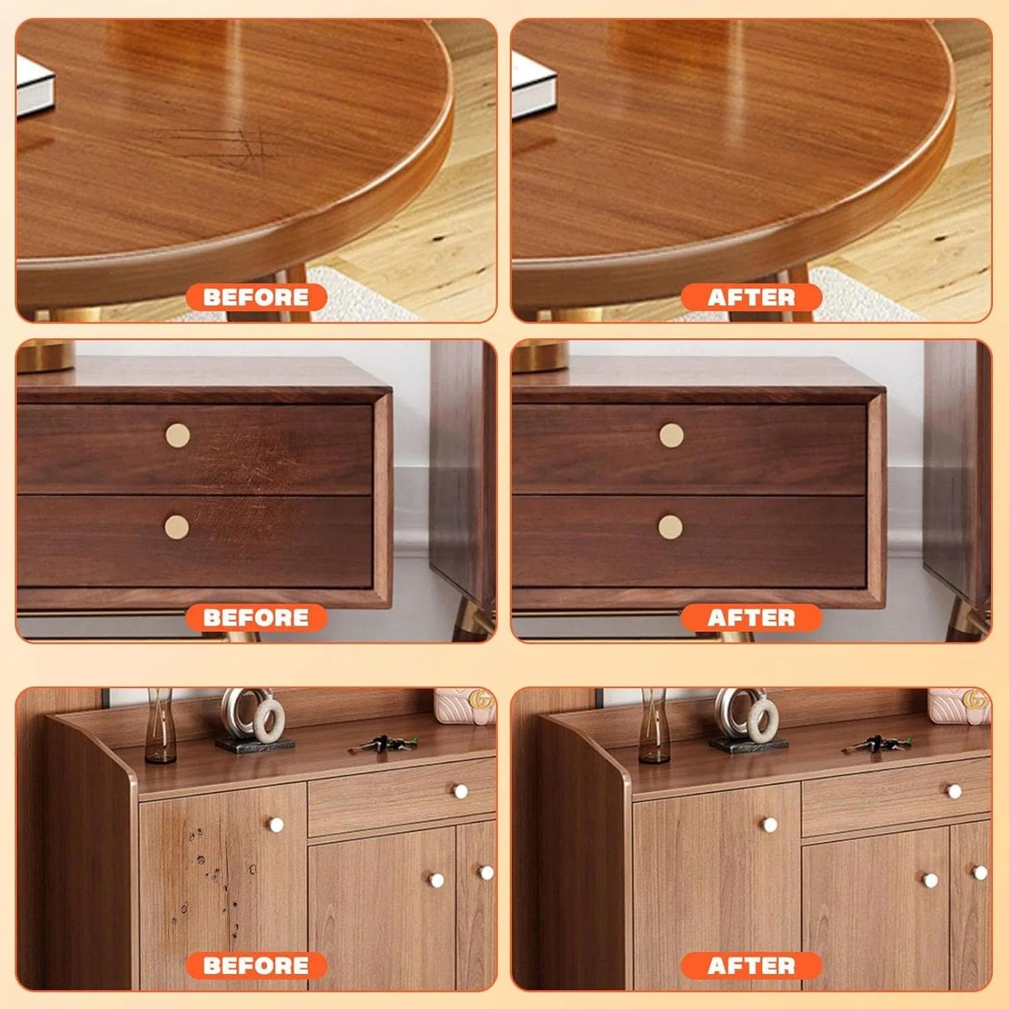 Kit reparación muebles madera 9 colores relleno arañazos grietas