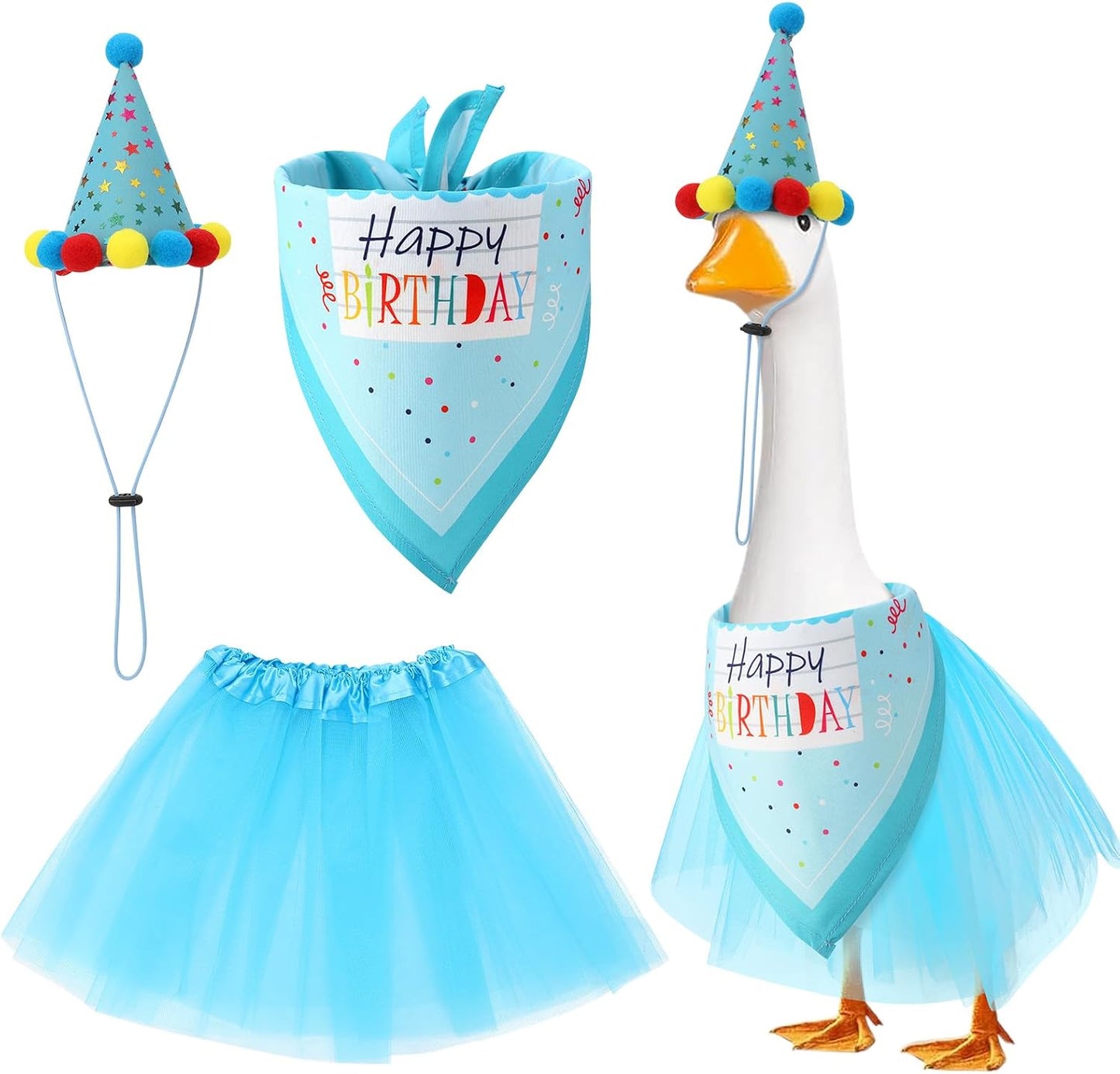 Traje ganso cumpleaños con sombrero bandana falda tutú