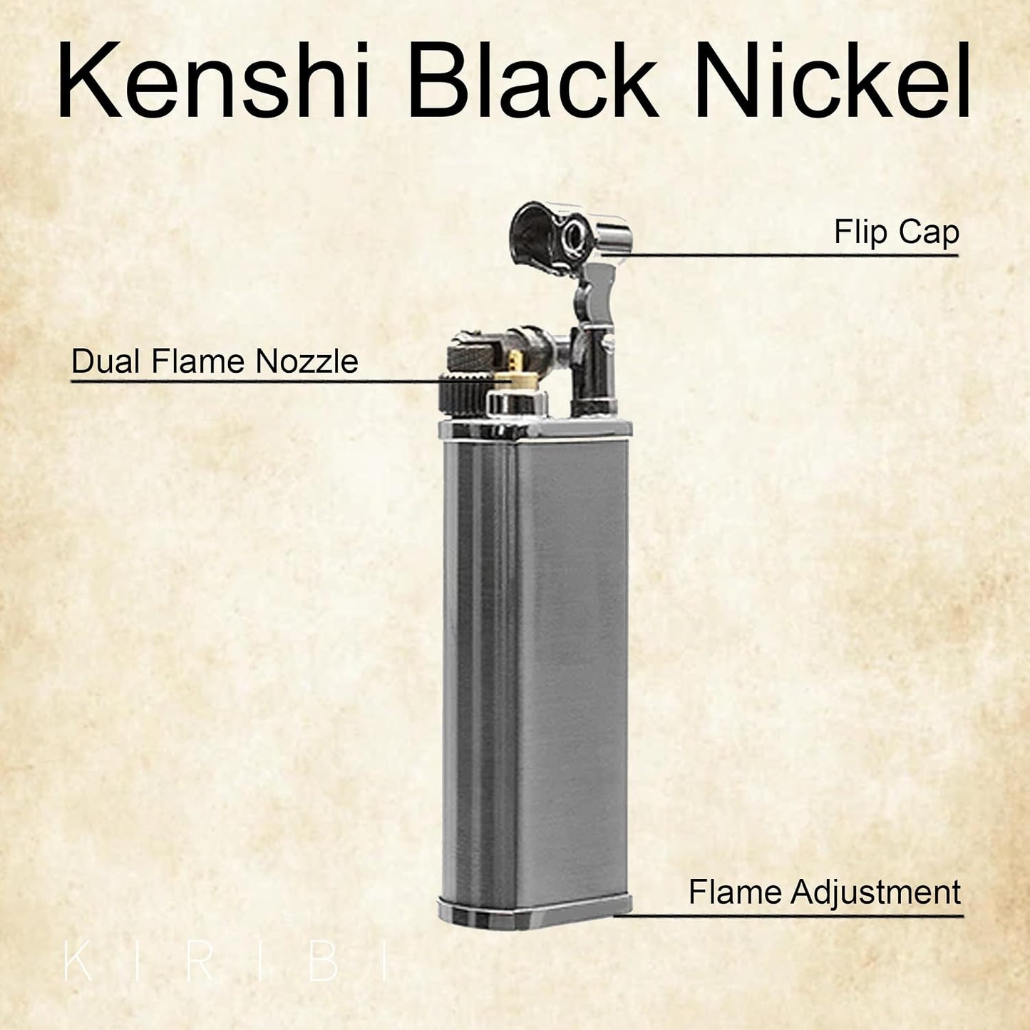 Encendedor tubos japonés recargable ajustable níquel negro